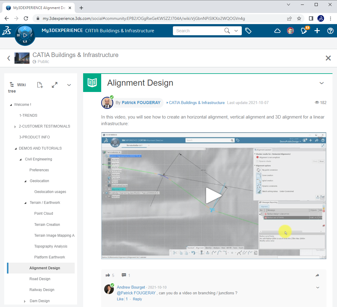 Alignment Design Civil Engineering CATIA Tutorial Dassault