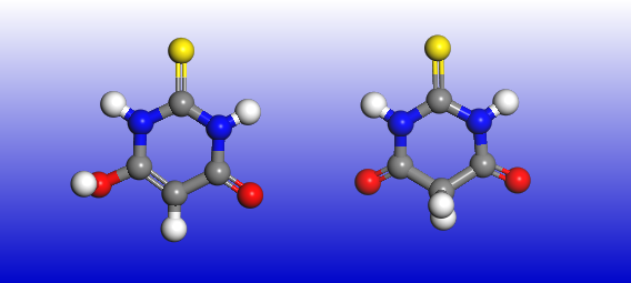 Enol and keto tautomers of thiobarbituric acid

