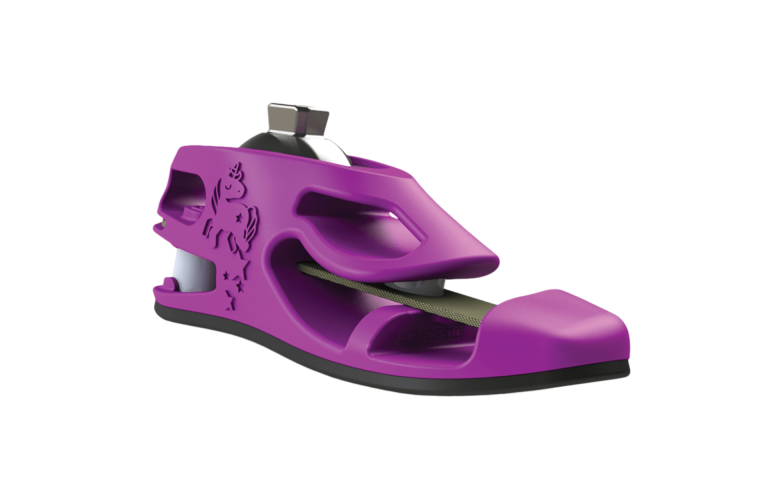 a purple shoe designed with 3D computer models and 3D printing