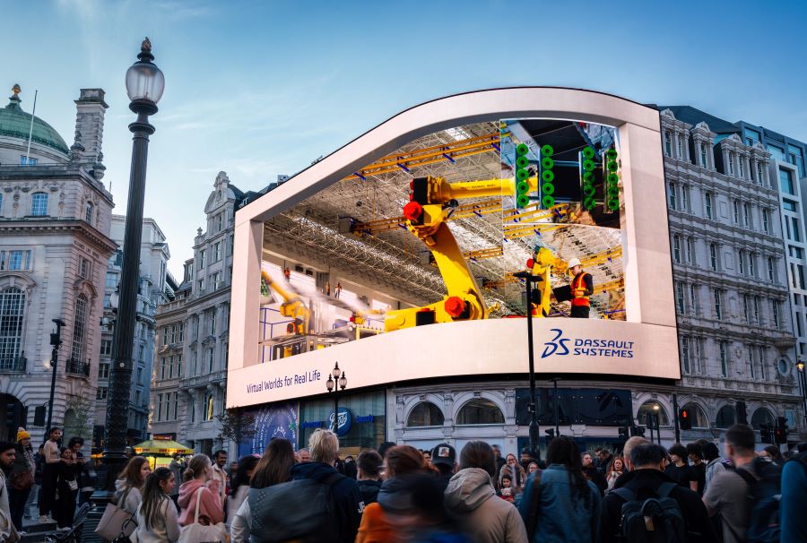 A robotic arm in a factory - Dassault Systemes at Piccadilly Circus - Dassault Systemes blog 
