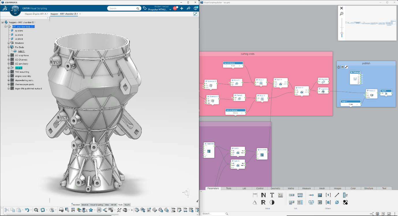 The design of rocket engines with CATIA Visual Scripting