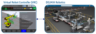 Virtual robot controller with DELMIA Robotics