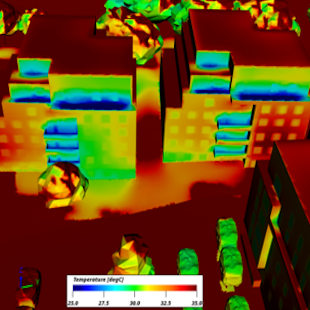 Ville de Meudon virtual twin simulation showing temperature patterns - Dassault Systèmes
