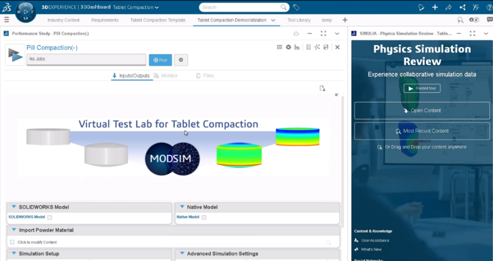 virtual test lab for tablet compaction