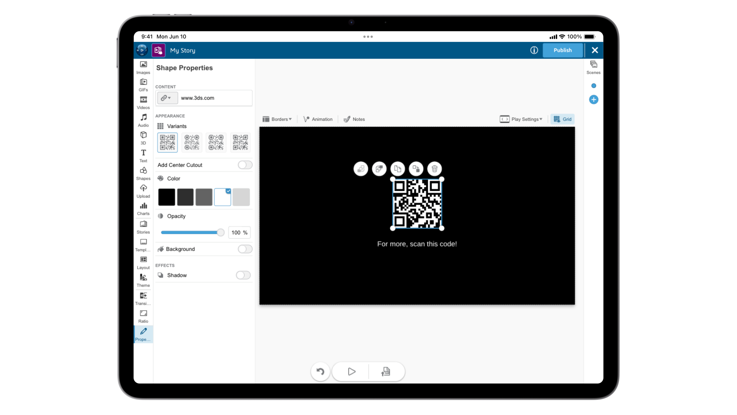 Interactive experiences & 3D Stories - Embedded QR codes in 3DStory