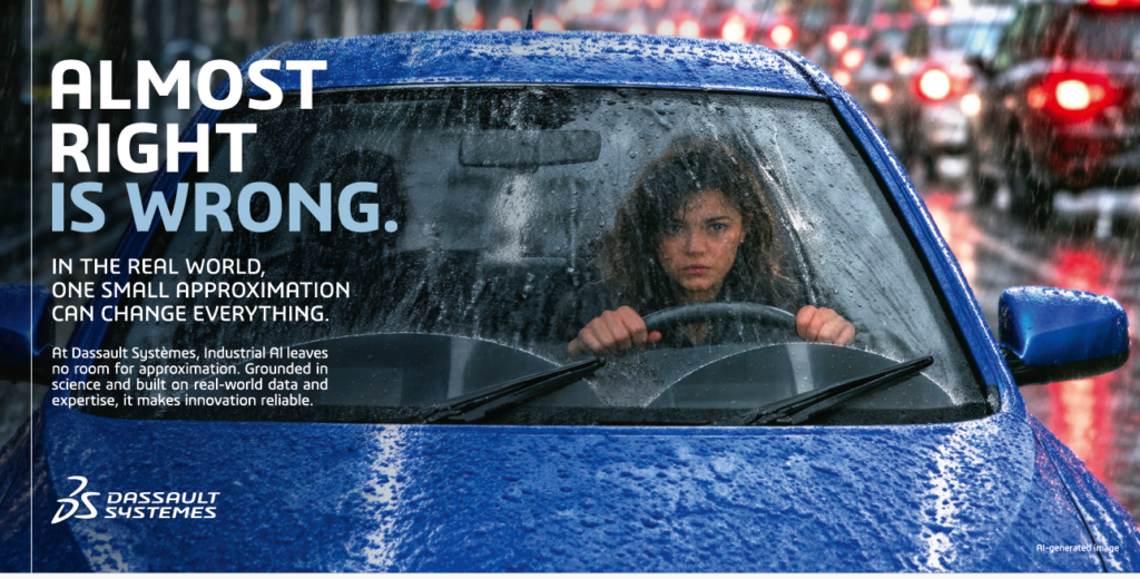A woman struggles to drive in the rain with wipers too small to clear water from her car's windshield - industrial AI - Dassault Systemes blog